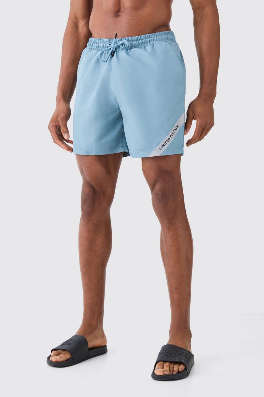 Costume a pantaloncino medio in nylon ripstop Limited Edition, Slate blue