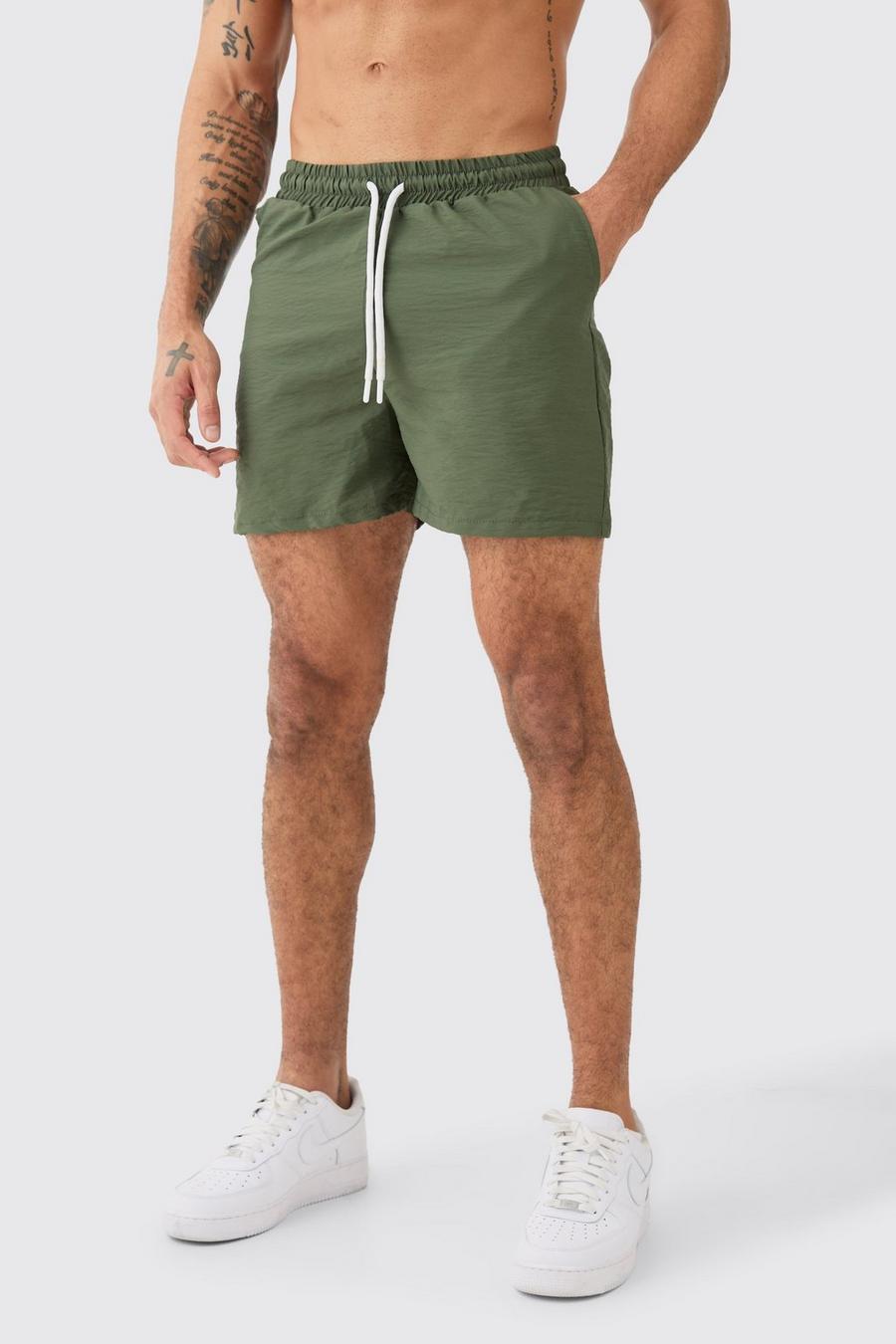 Costume a pantaloncino corto in tinta unita effetto goffrato, Green