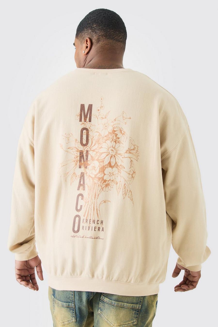 Plus Sweatshirt mit Monaco-Print, Sand
