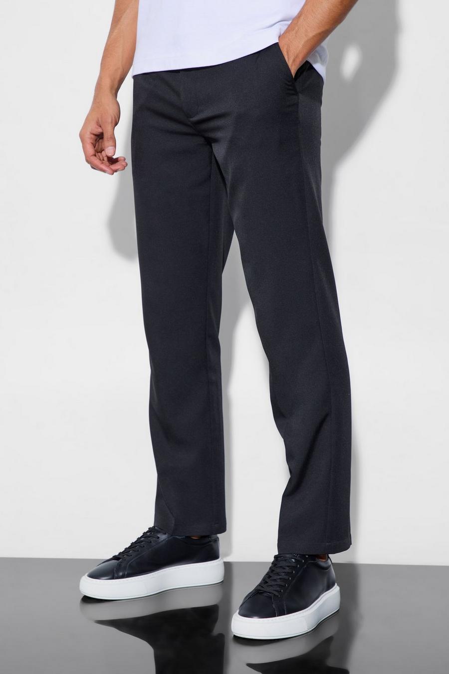 Black Tailored Straight Leg Trousers