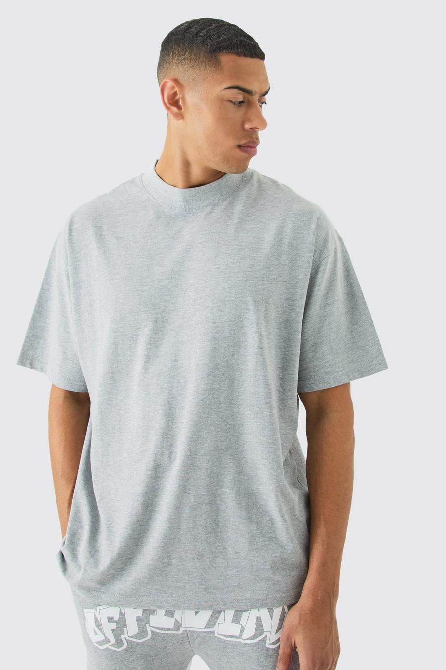 Grey marl  Oversized Extended Neck T-shirt