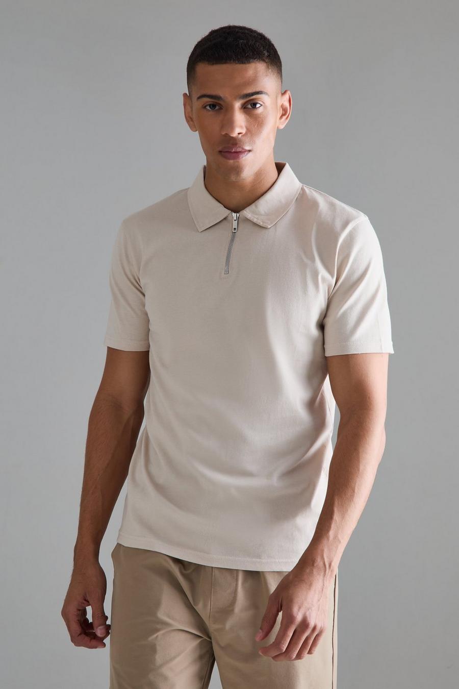 Stone Slim Fit Polo Met Hals Rits