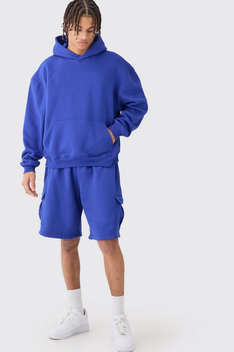 Cobalt Oversize träningsoverall med shorts och fickor image number 1