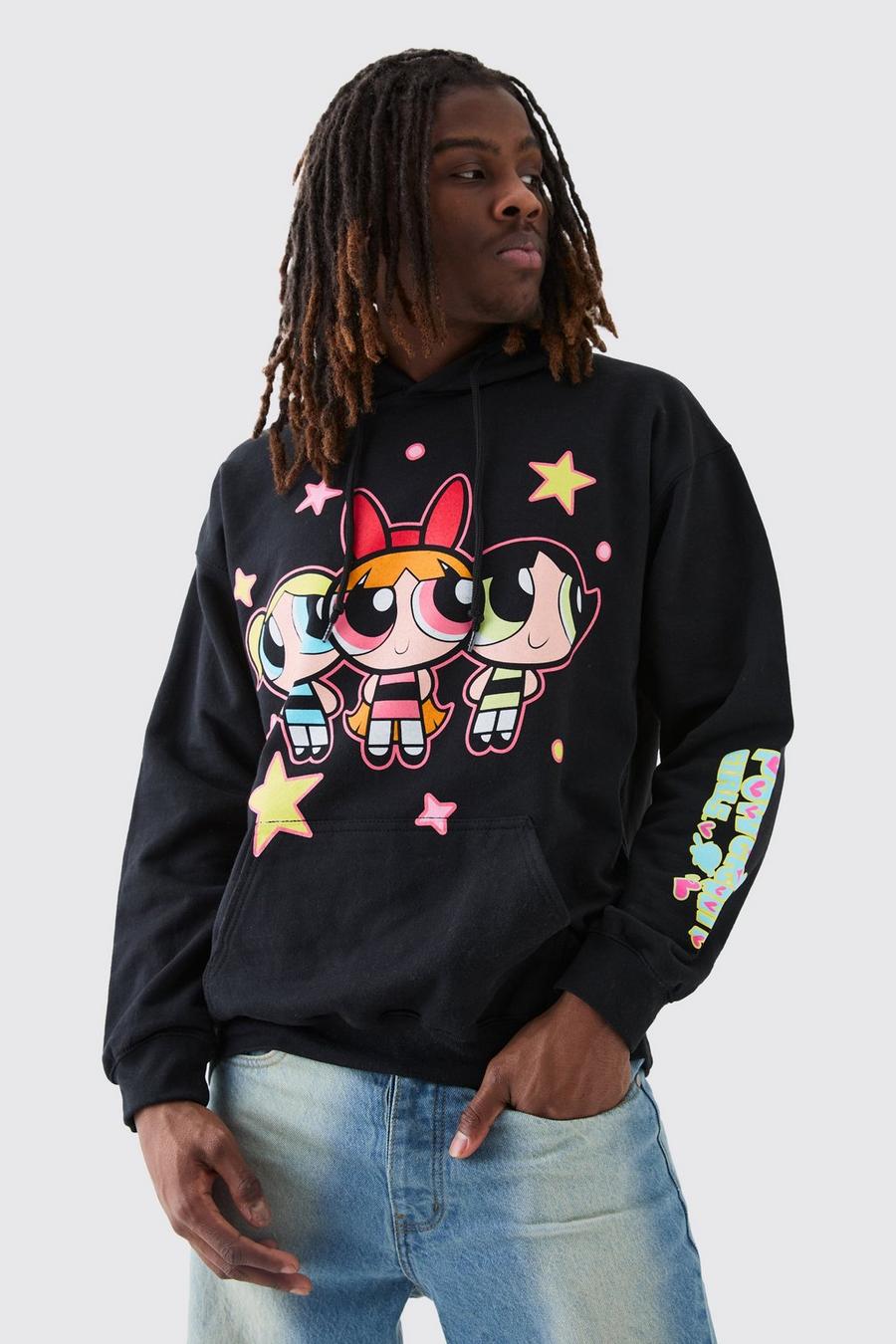 Black Powerpuff Girls Oversize hoodie med tryck image number 1