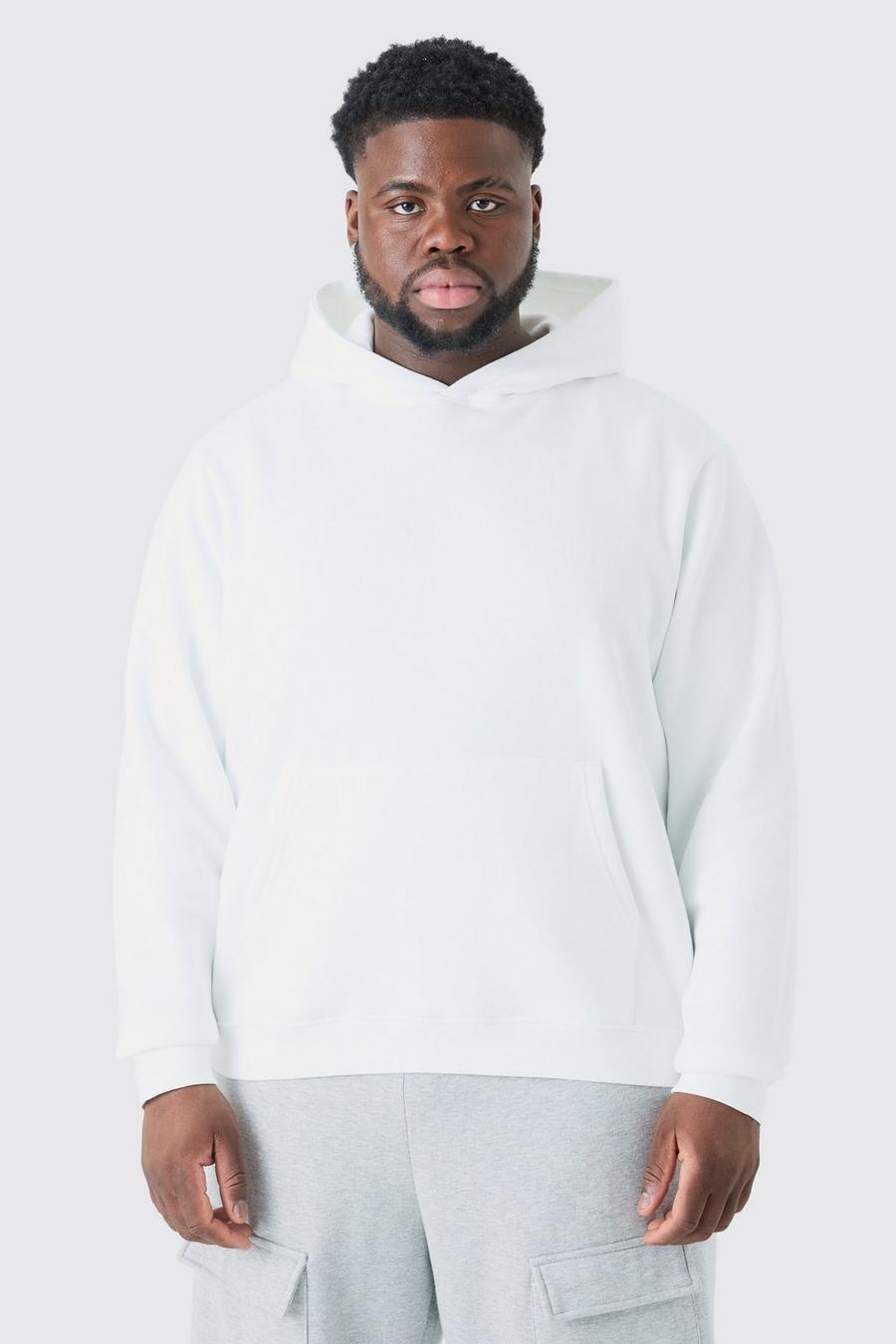 Grande taille - Sweat à capuche basique à enfiler, White