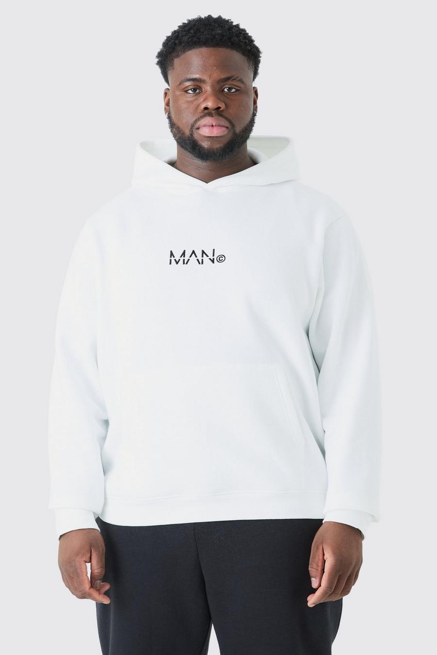 Plus Man Signature Over The Head Hoodie In White