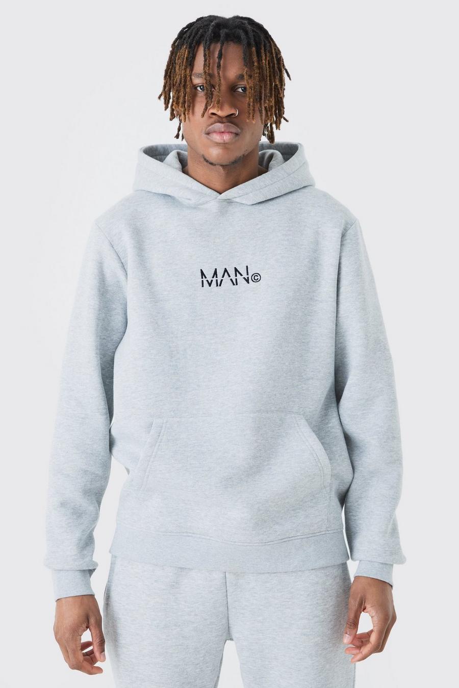 Tall Man Dash Over The Head Hoodie In Grey Marl
