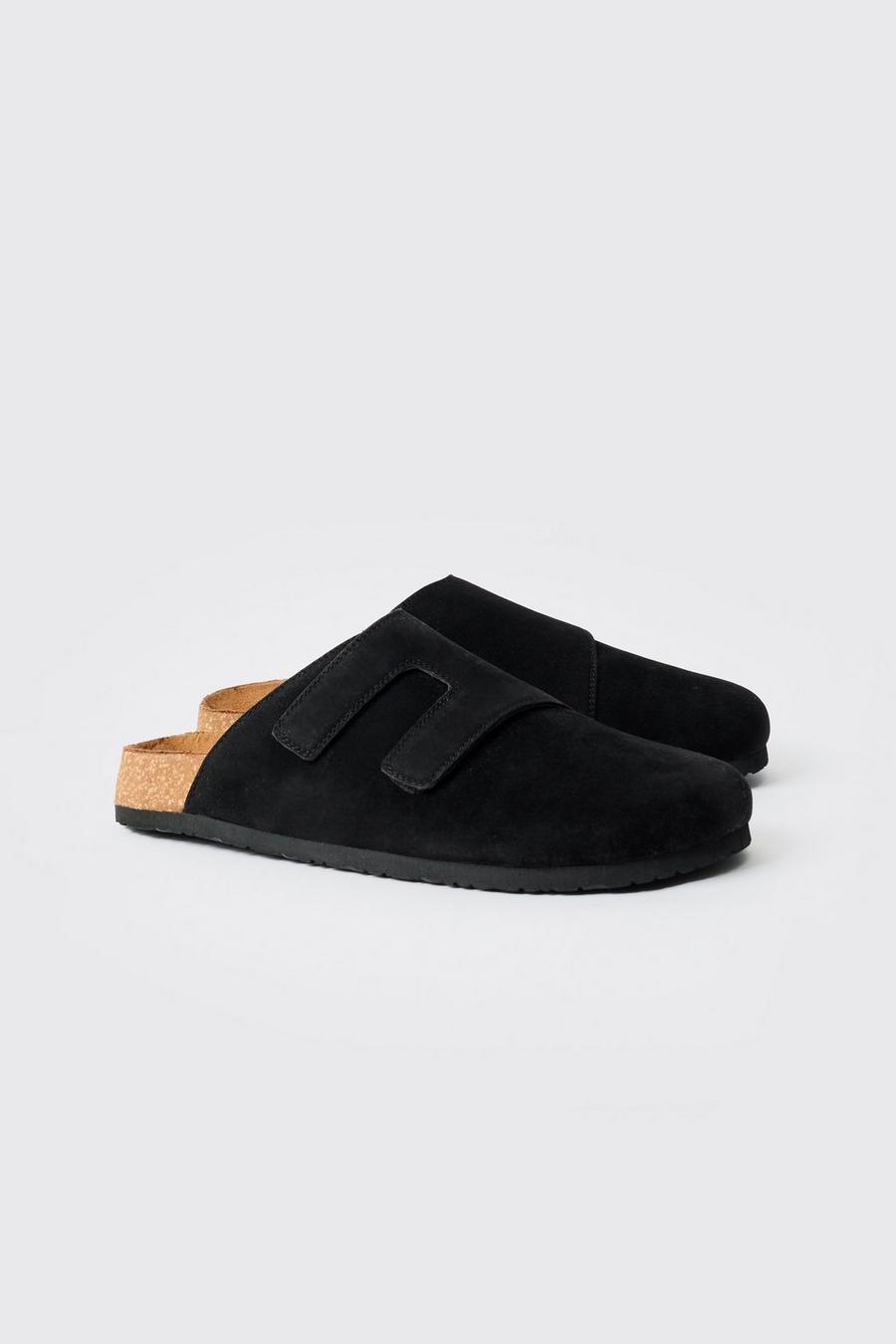 Faux Suede Cross Over Strap Mule In Black image number 1