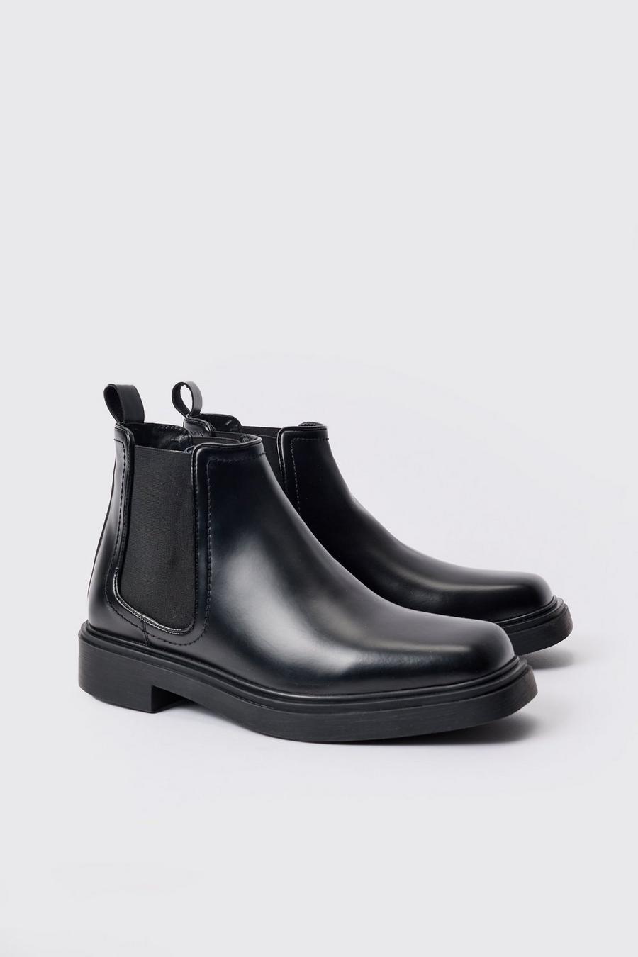 Pu Square Toe Chelsea Boot In Black image number 1