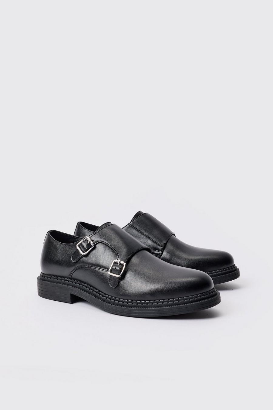Black Svarta loafers i PU med remmar image number 1