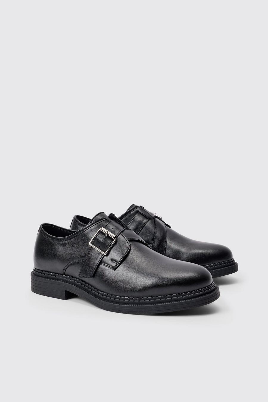 Pu Cross Over Strap Detail Loafer In Black