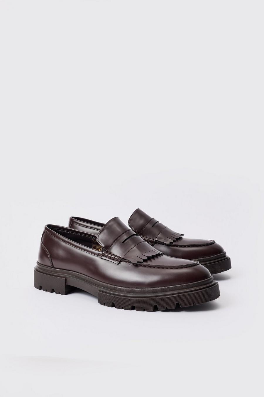 Pu Chunky Sole Tassel Loafer In Brown image number 1