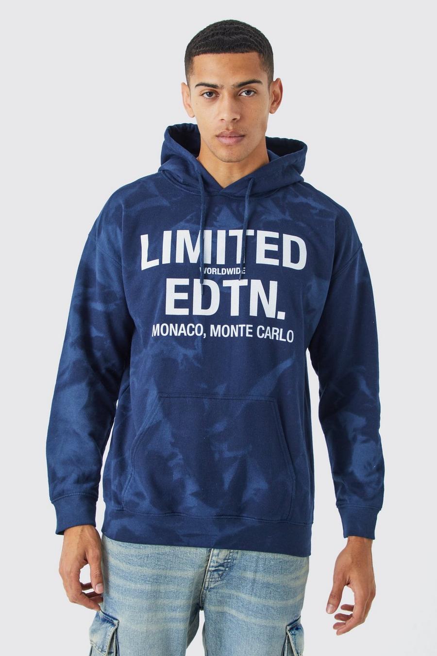 Navy Limited Edtn Oversize hoodie med batikmönster