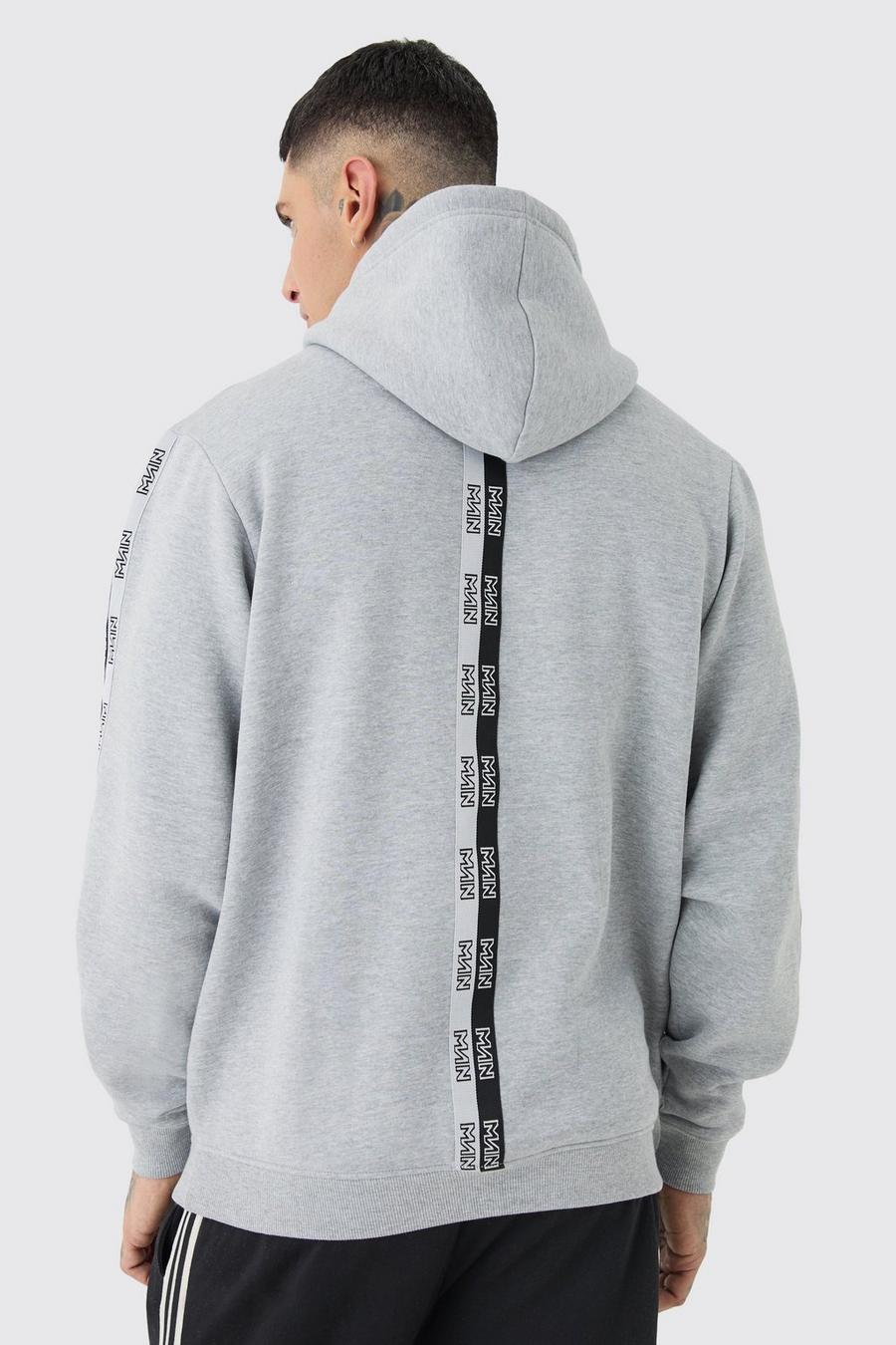 Grey marl Tall Official MAN Hoodie med kantband