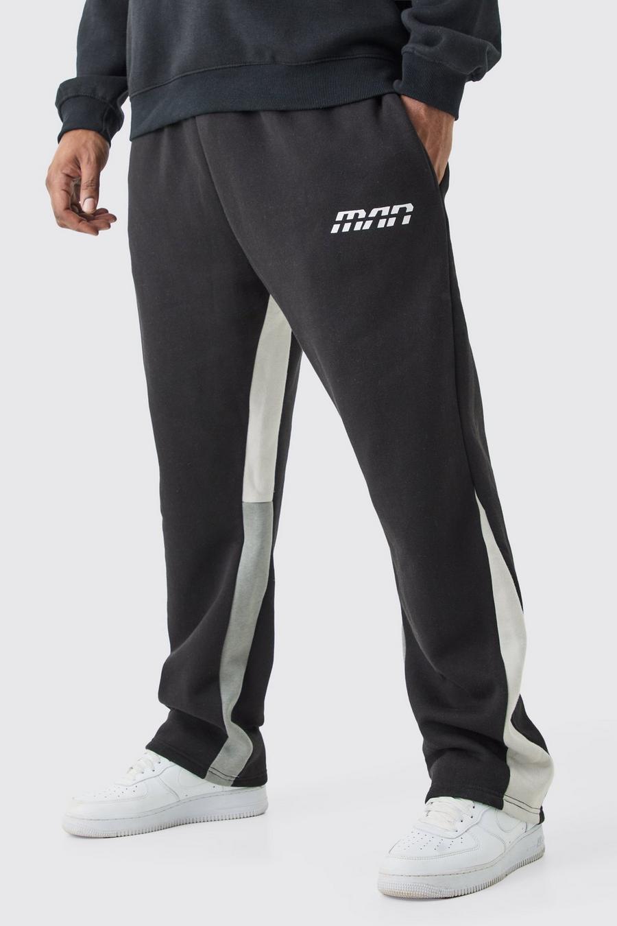 Pantalón deportivo Plus ajustado con colores en bloque y refuerzos, Black