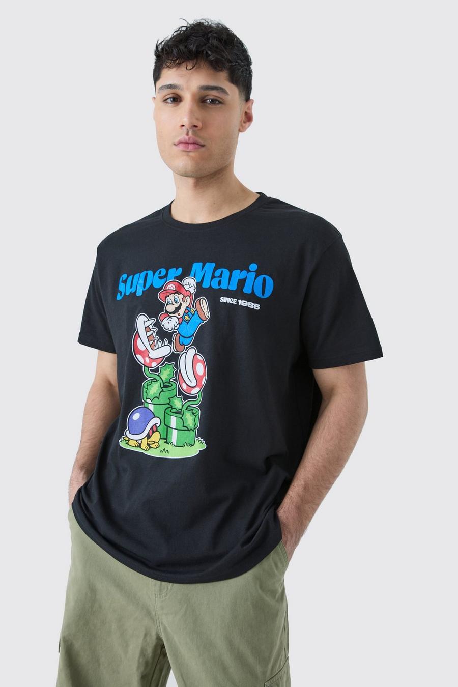 Black Oversized Super Mario License T-shirt image number 1