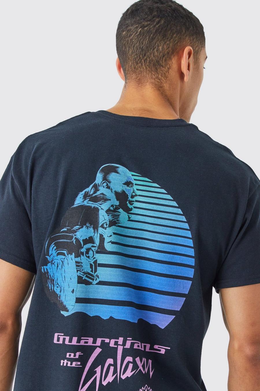 Camiseta oversize con estampado de Guardianes de la Galaxia, Black image number 1