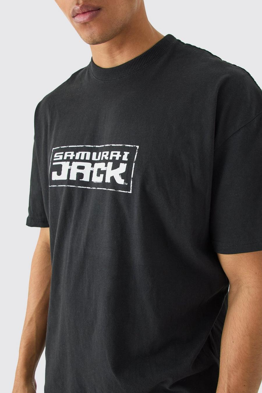 Camiseta oversize con estampado de Samuri Jack, Black