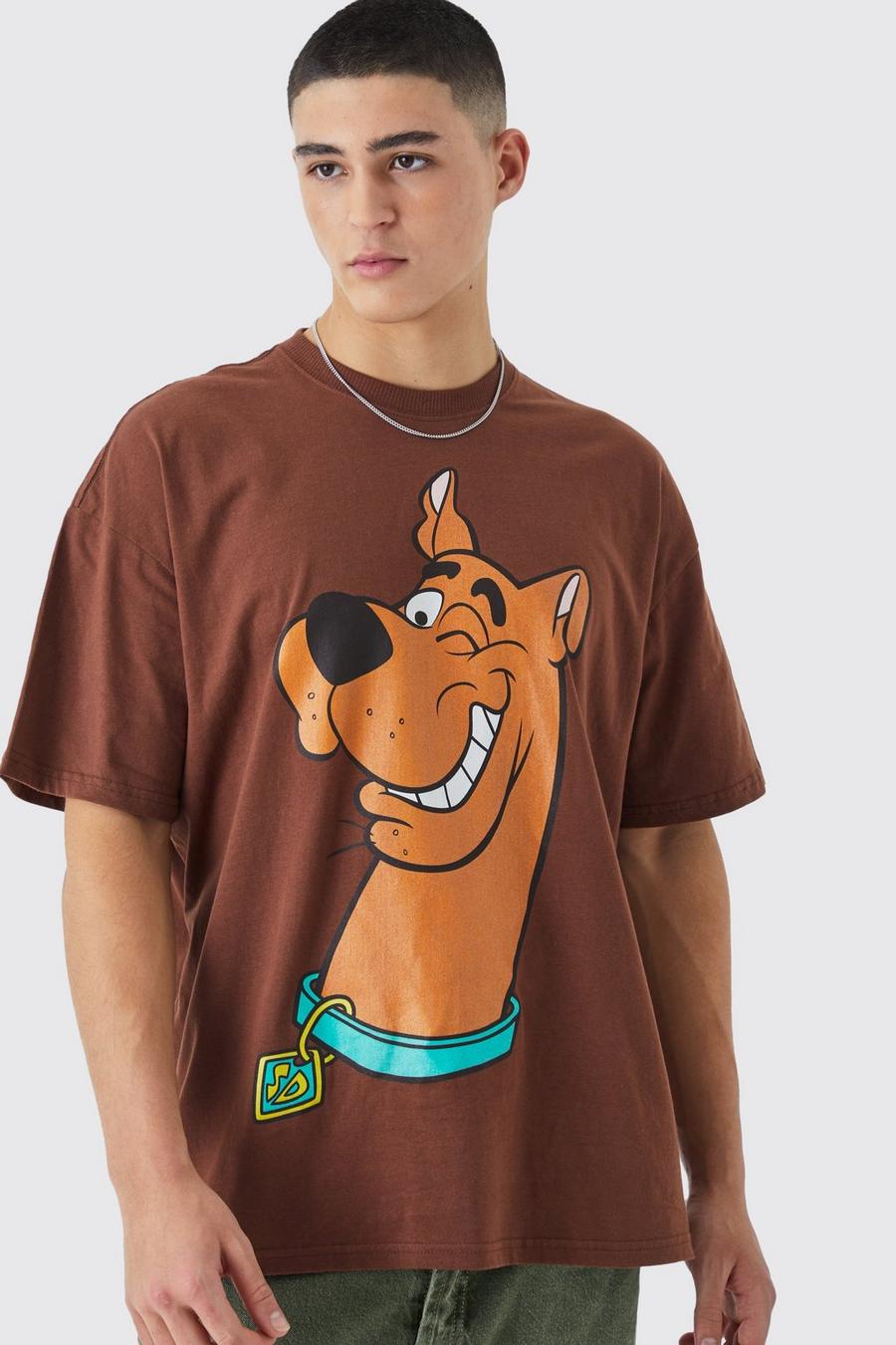 Brown Oversized Scooby Doo License T-shirt image number 1