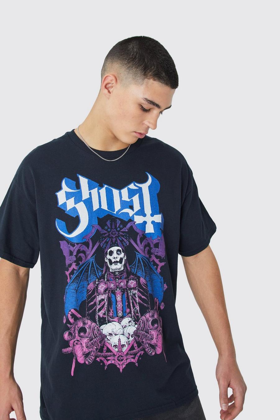Camiseta oversize con estampado de Ghost Band, Black