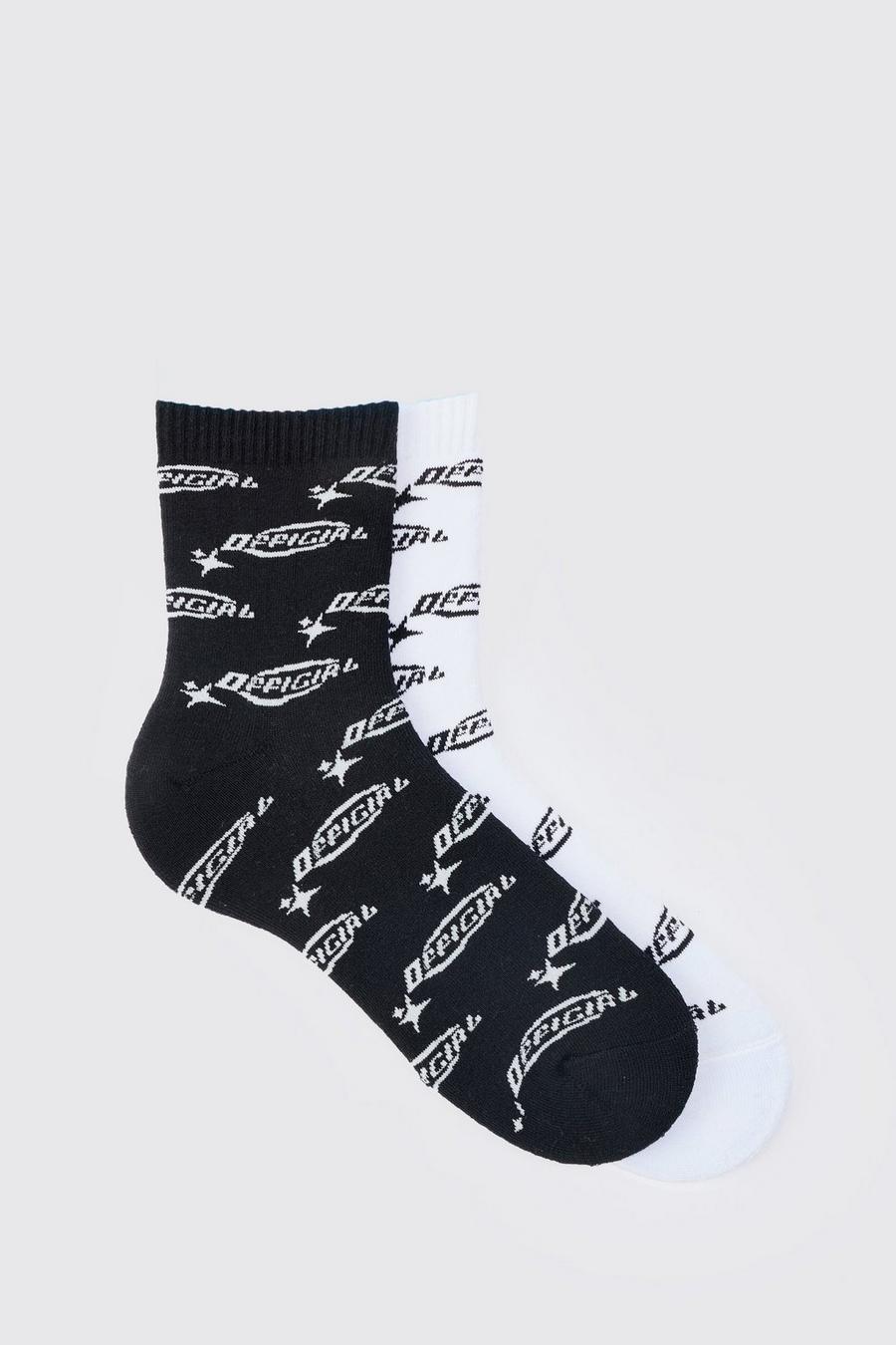 Pack de 2 pares de calcetines con estampado de logo Official, Multi