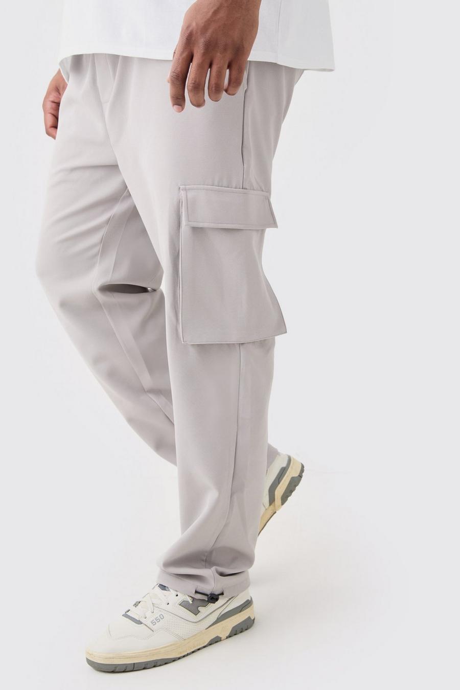 Charcoal Plus Elastic Stretch Skinny Cargo Trouser