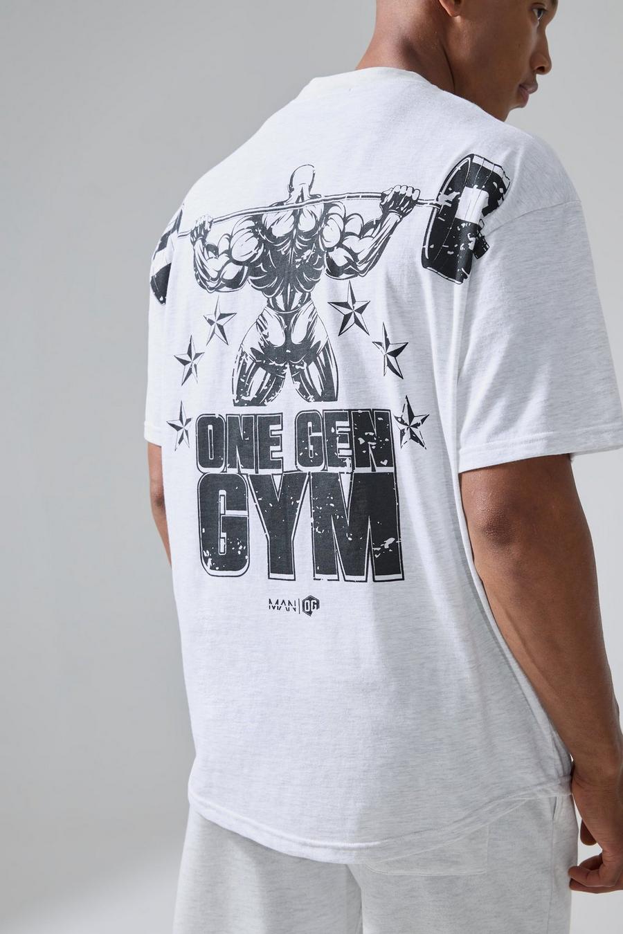 Grey marl Man Active X Og Gym Oversized Xxl Back Print T-shirt