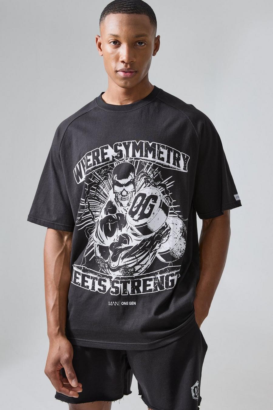 Black MAN Active X Og Oversize t-shirt med raglanärm