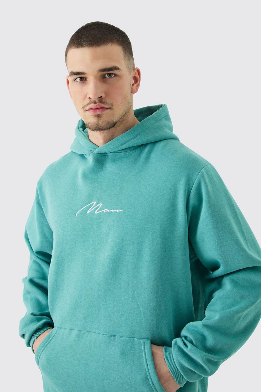 Teal Tall Man Over The Head Basic Hoodie