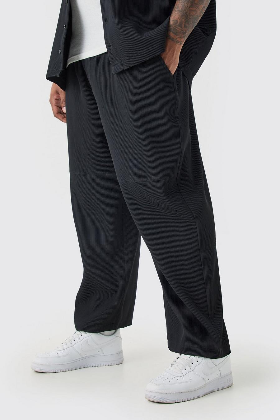 Black Plus Elasticated Waist Skate Cropped Pleated Trouser