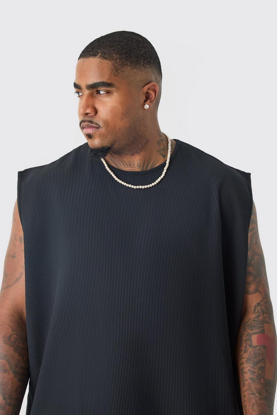 Grande taille - Débardeur oversize plissé, Black