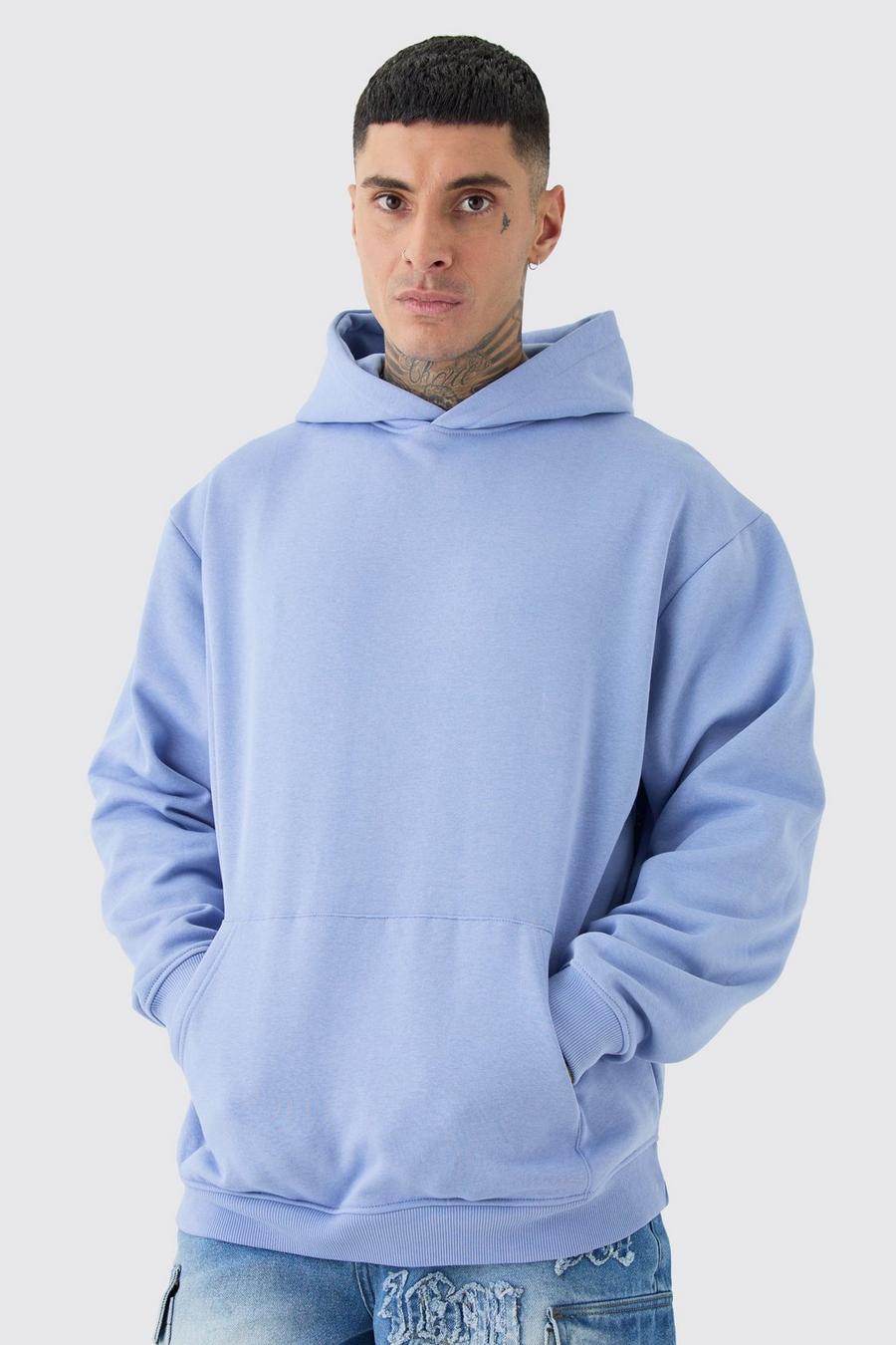 Blue Tall Oversized Basic Over The Head Hoodie