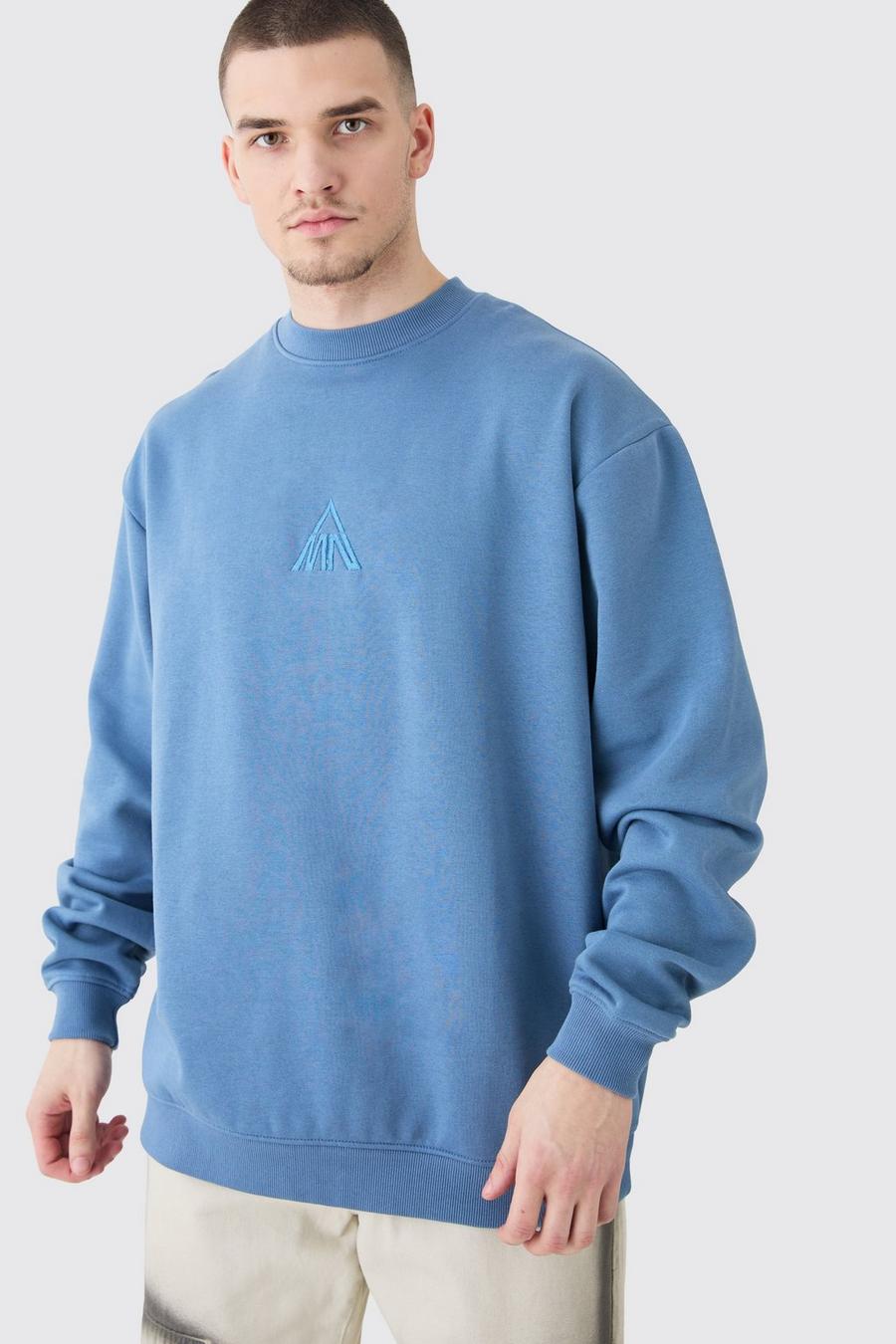 Dusty blue Tall MAN Oversize sweatshirt med hög halsmudd