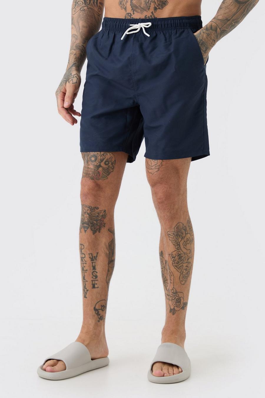 Pantaloncini da bagno medio Tall in tinta unita, Navy
