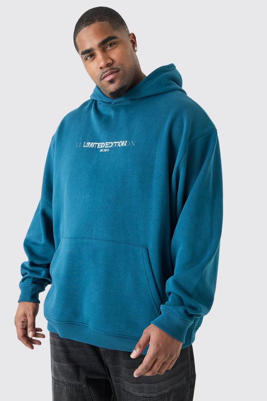 Plus Oversize Basic Limited Hoodie, Ink