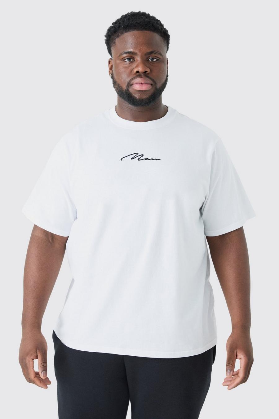 White Plus Man Signature Embroidered T-shirt image number 1