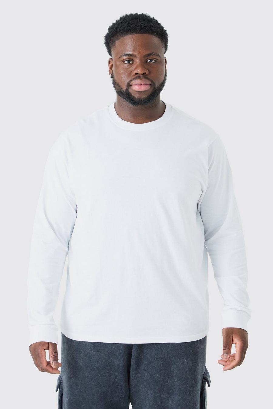 Camiseta Plus de manga larga con cuello de caja, White