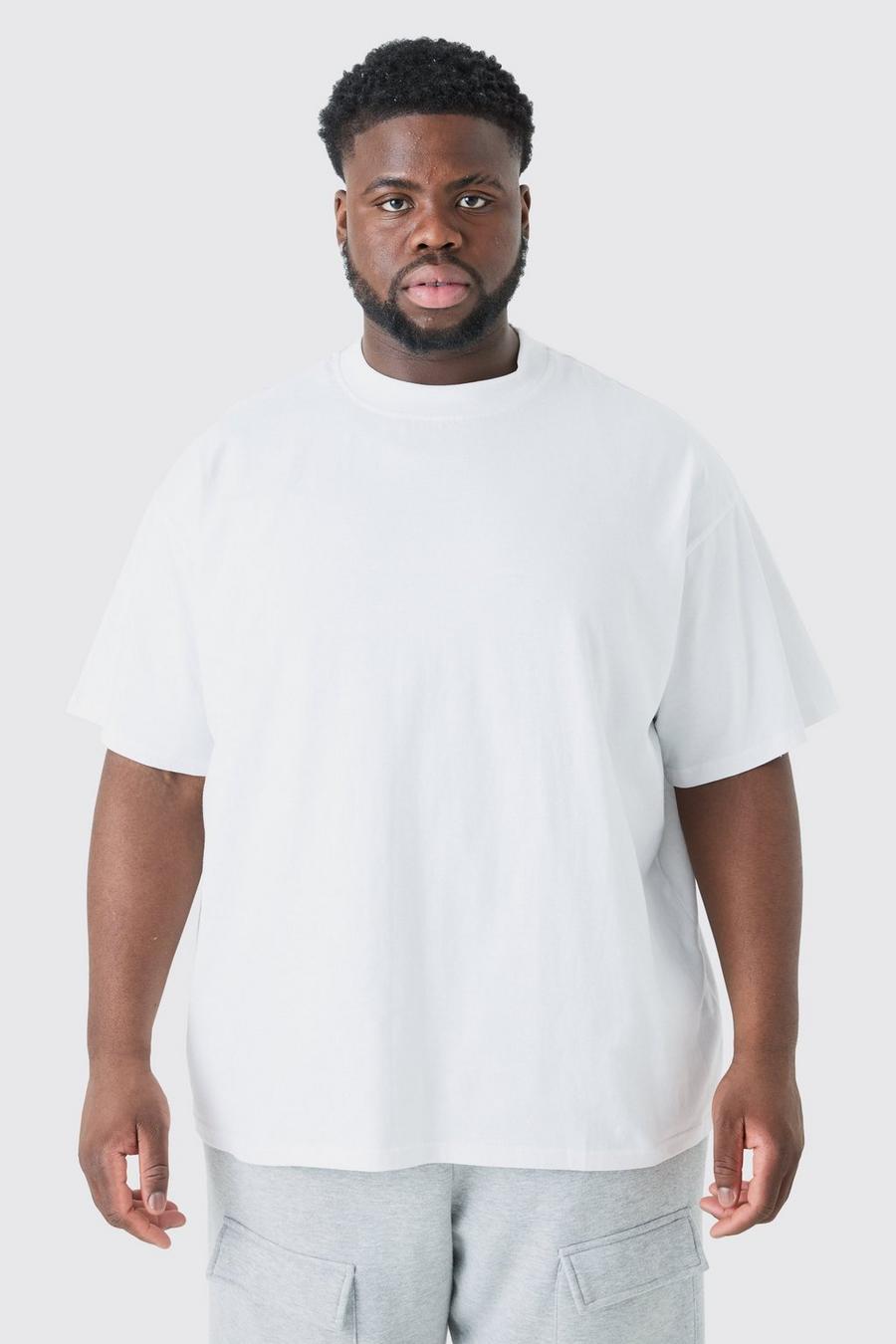 White Plus Oversize t-shirt med hög halsmudd image number 1
