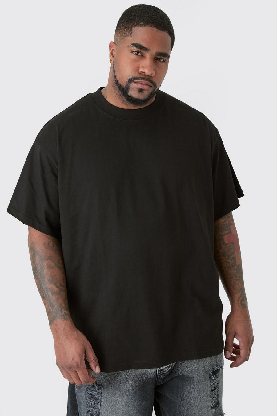 Black Plus Oversized T-Shirt Met Brede Nek image number 1