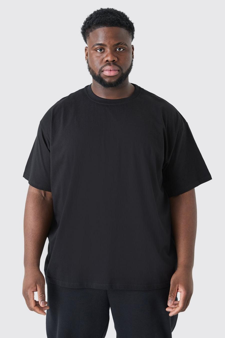Plus Oversize Rundhals T-Shirt, Black