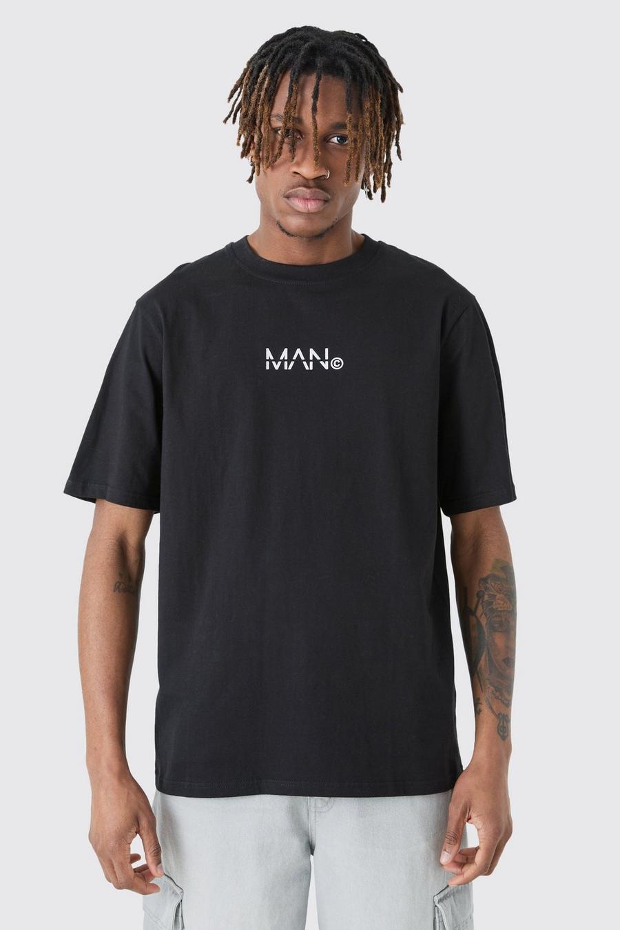 Tall T-Shirt mit Original Man Print, Black