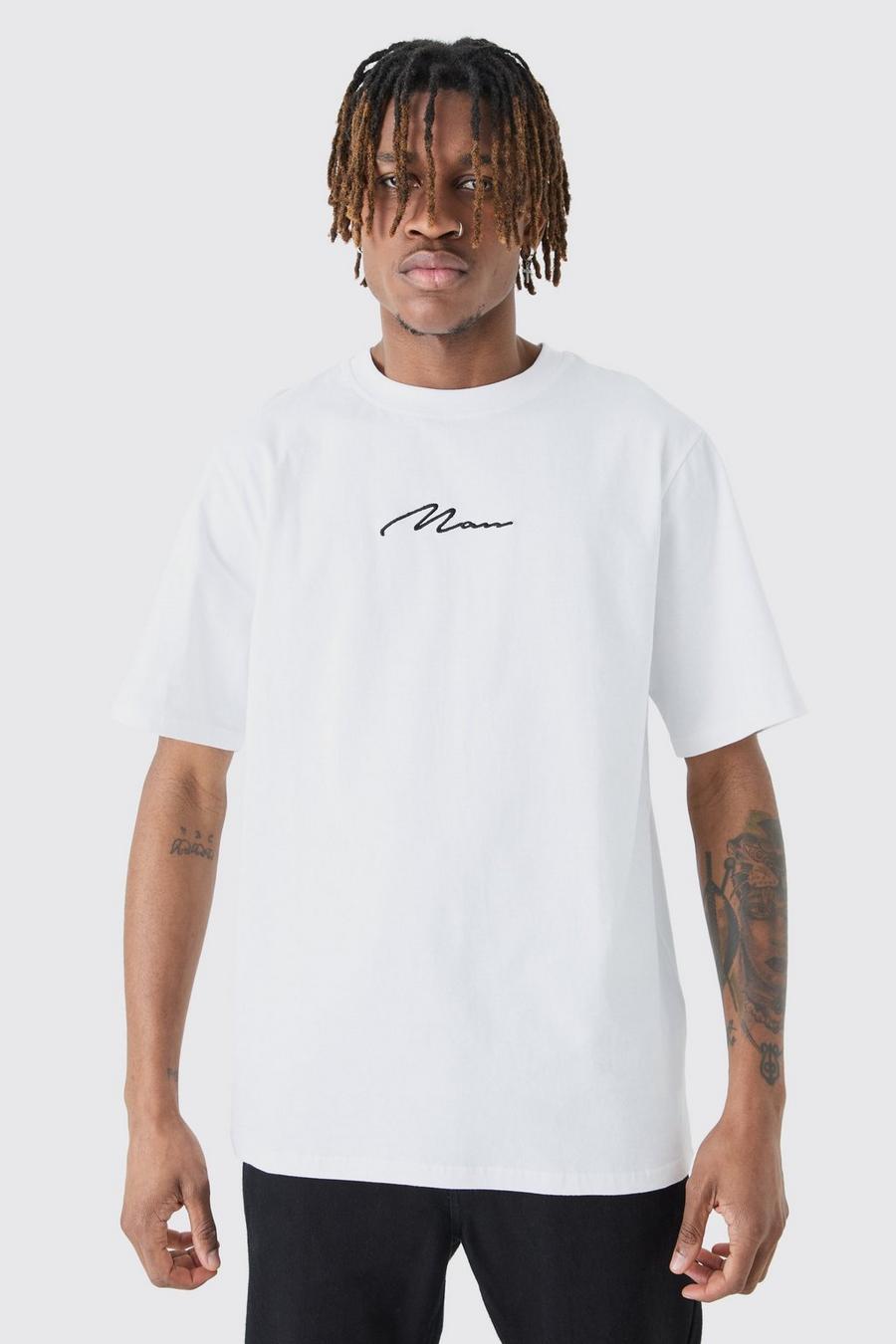 White Tall Geborduurd Man Signature T-Shirt image number 1