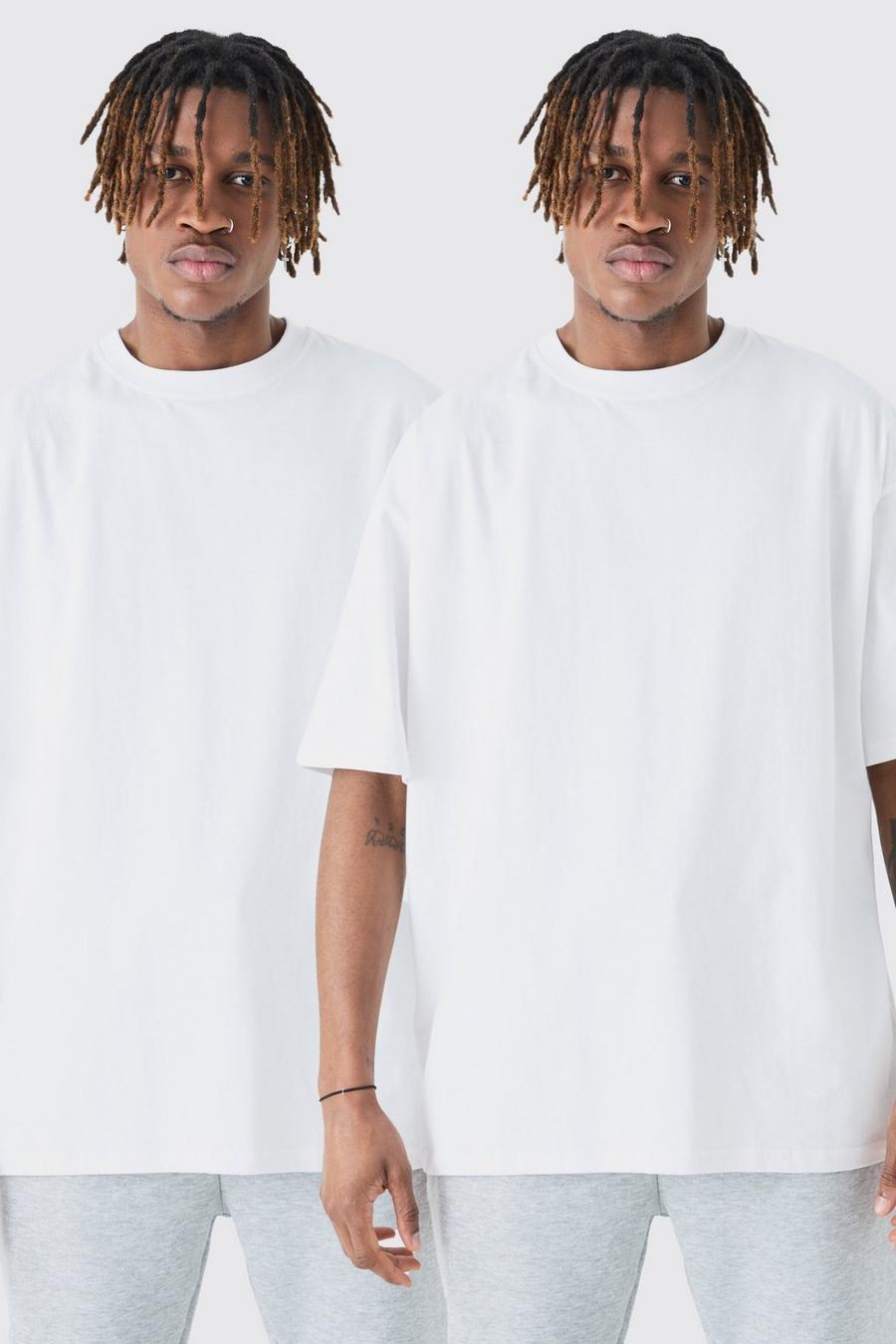 Tall - Lot de 2 t-shirts oversize, White image number 1