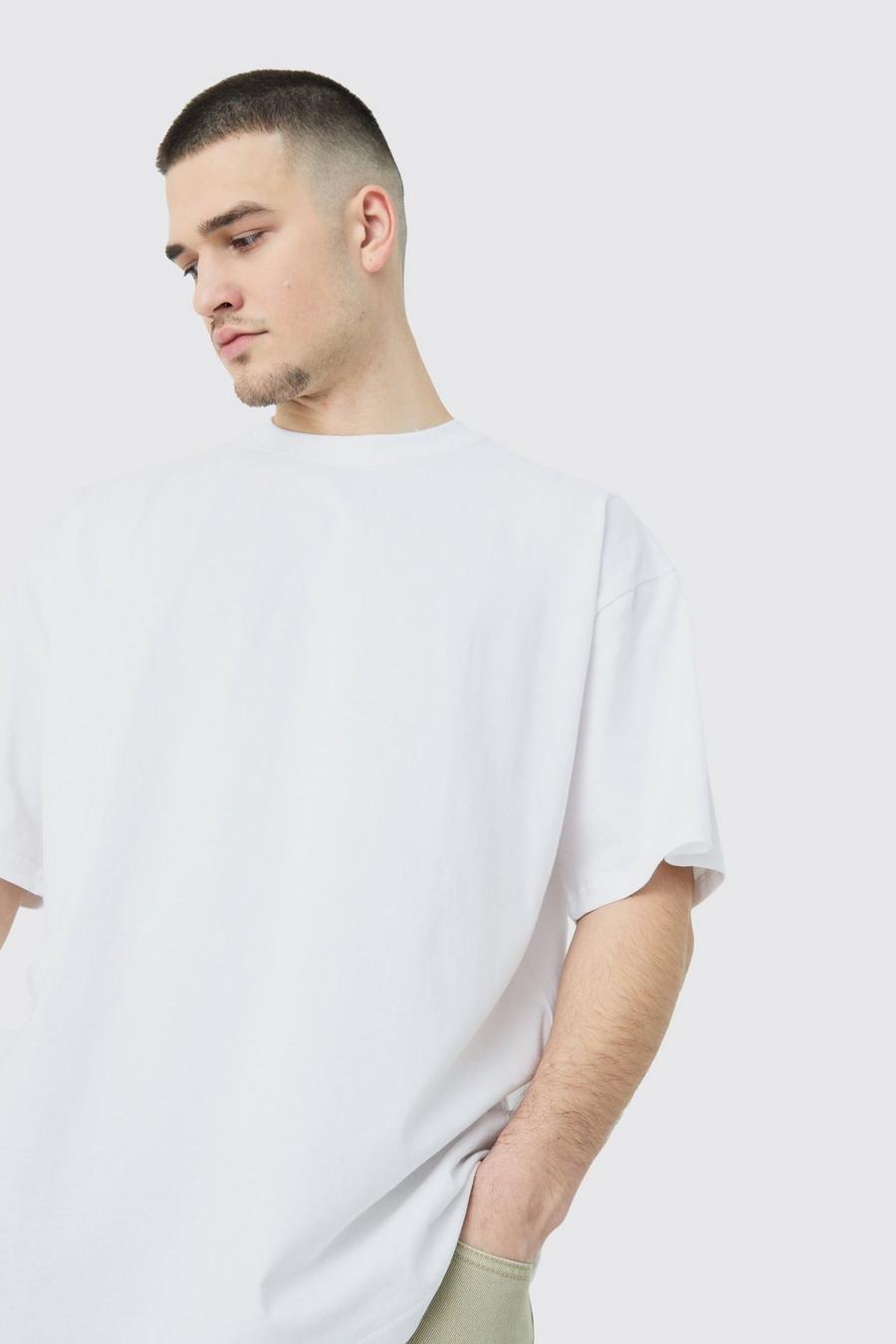 Camiseta Tall oversize con cuello de caja, White image number 1