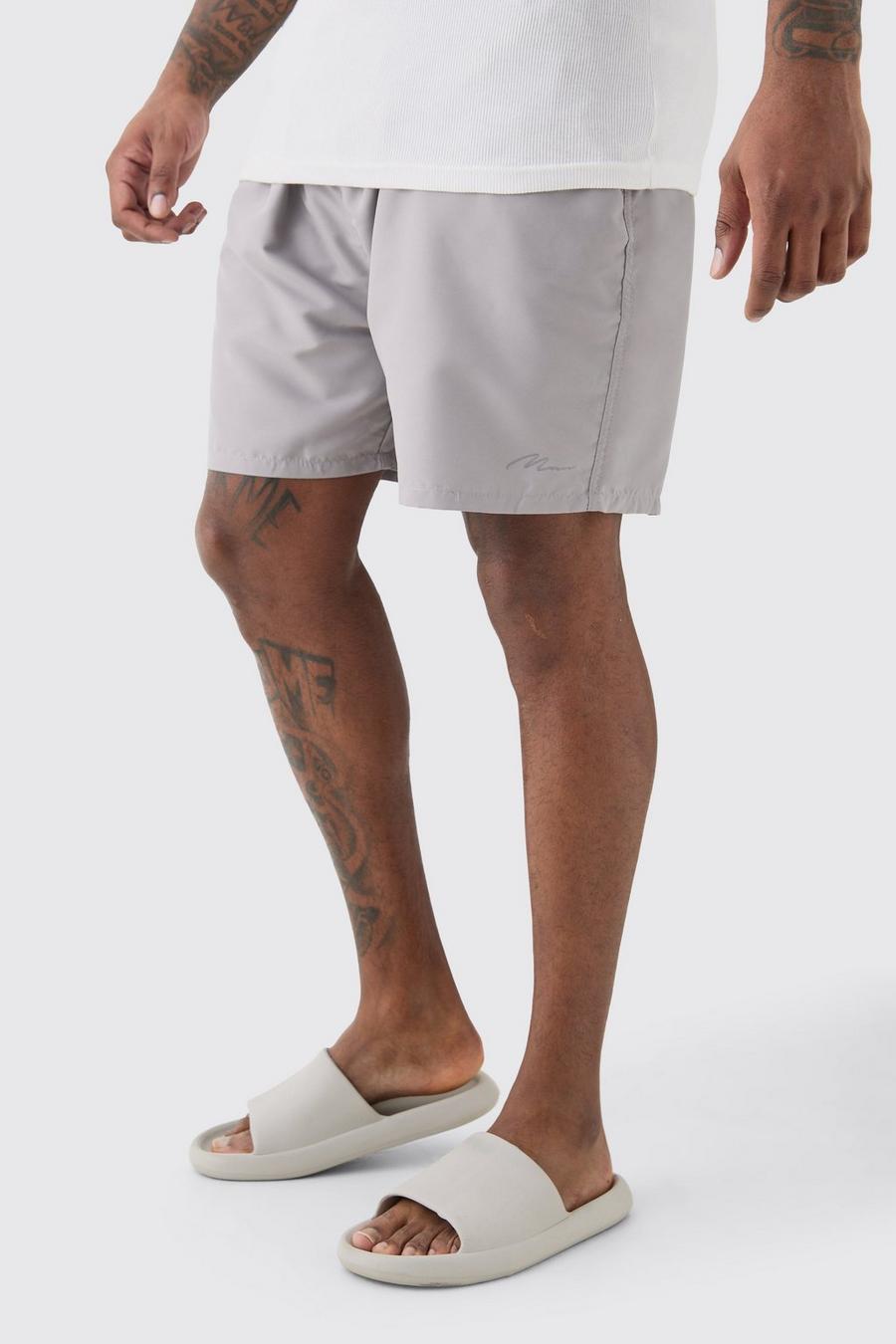 Grey Plus Man Signature Mid Length Swim Short
