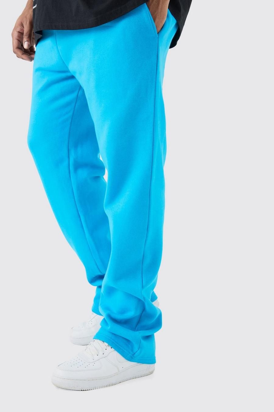 Pantaloni tuta Plus Size Slim Fit con pieghe sul fondo, Bright blue