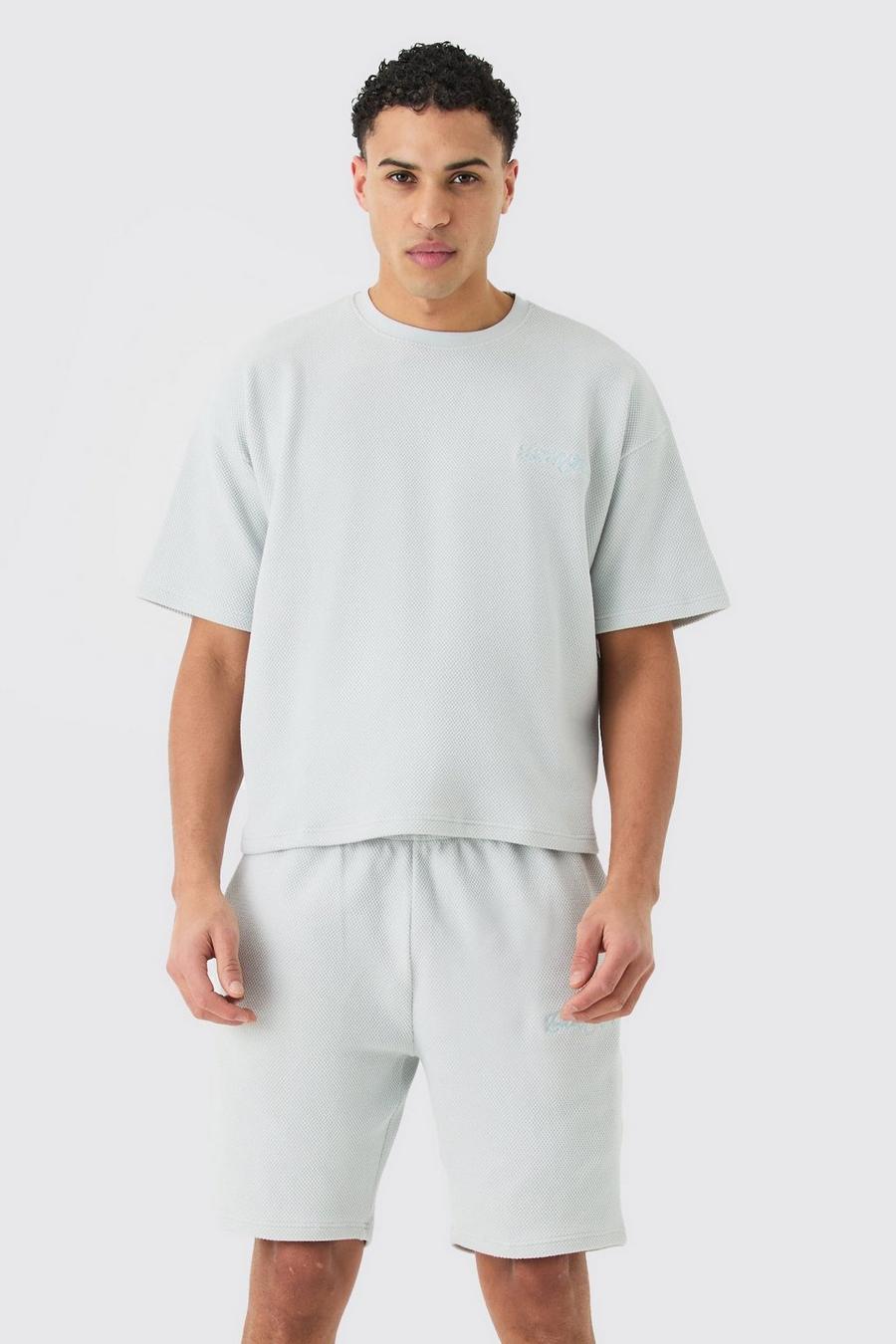 Kastiges Oversize T-Shirt und Shorts, Light blue