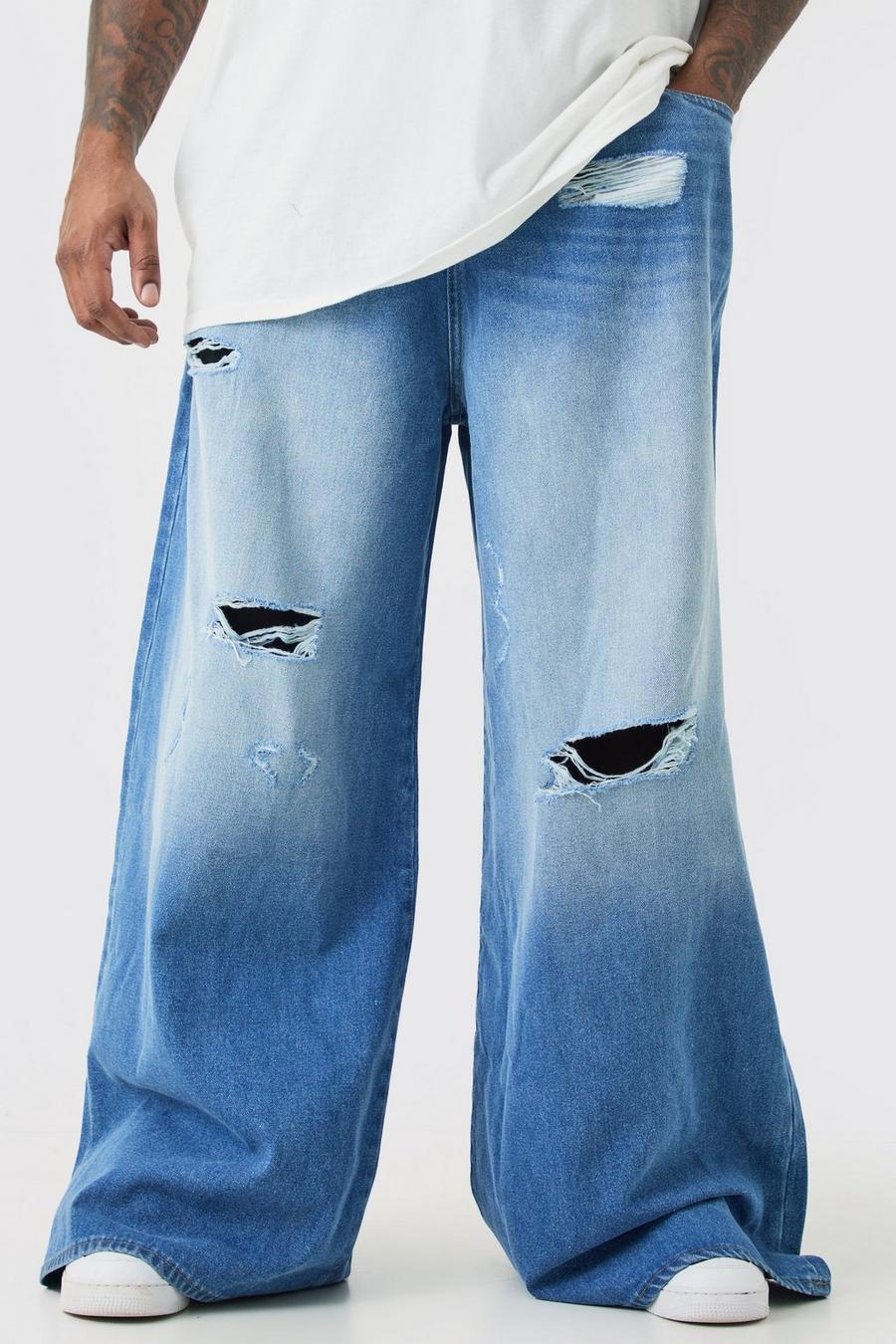 Plus extrem lockere Jeans mit Applikation, Light blue