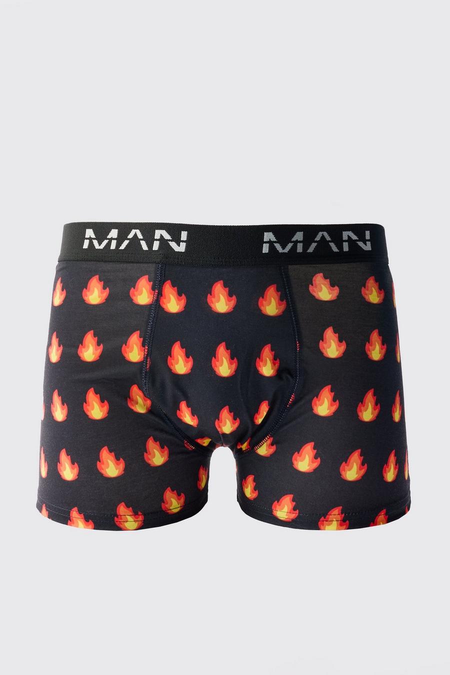 Boxershorts mit Flammen-Print, Black