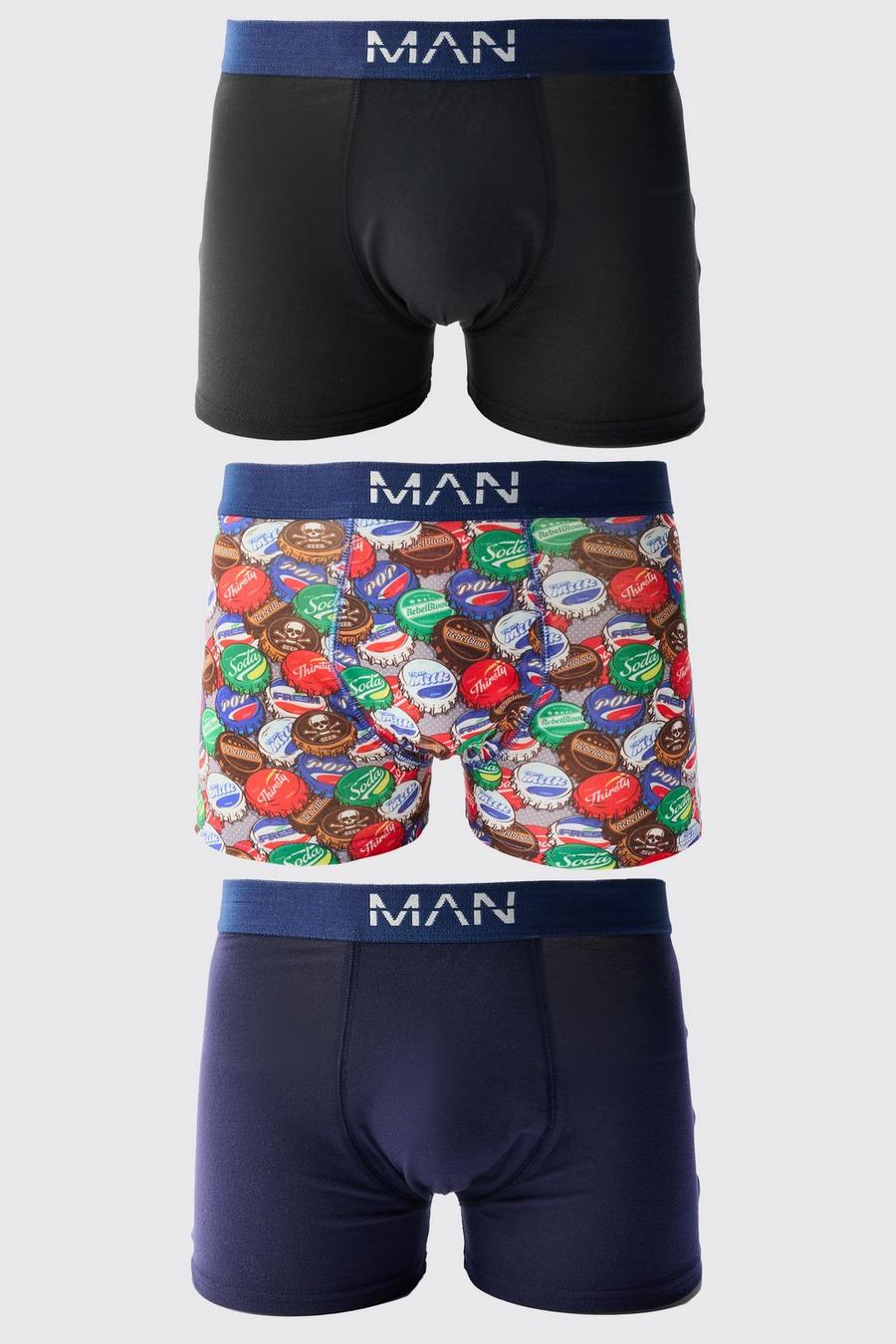 Blue 3 Pack Graphic Print Boxers